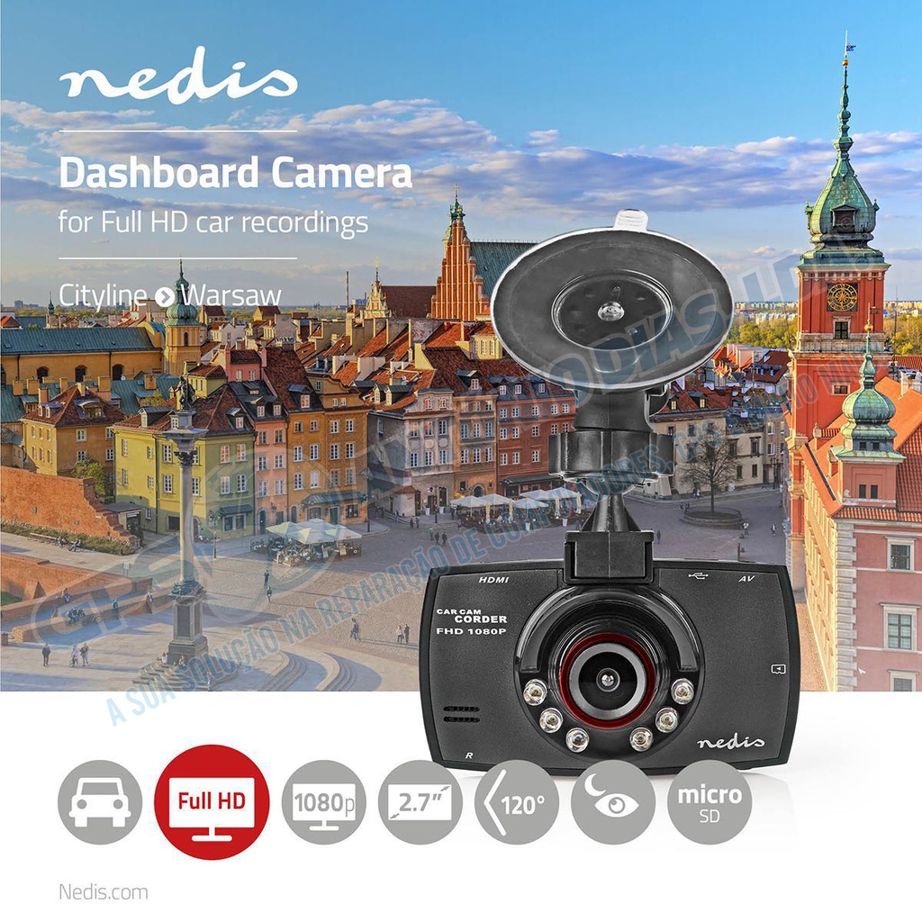 Camara Auto Nedis HD 1080p 2.7" Ângulo 120º