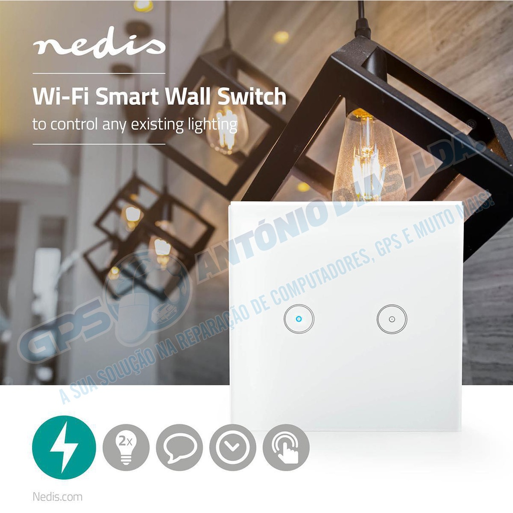 Interruptor de Parede 2 Botões  SmartLife - Nedis