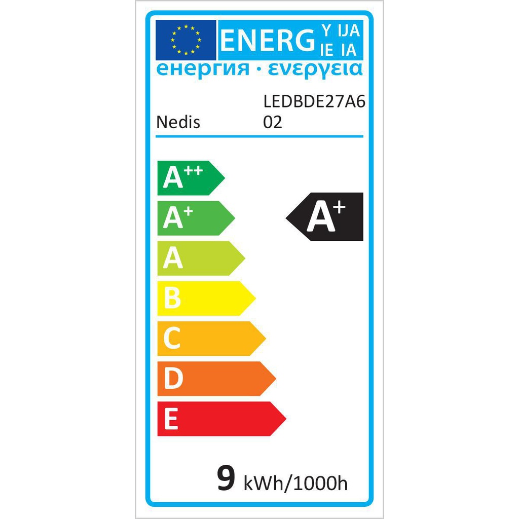 Lâmpada Led E27 2700k 9w A60 Branco - Nedis