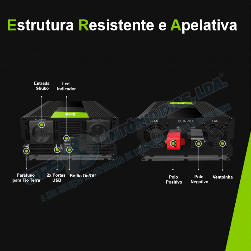 Conversor Green Cell 3000w/6000w 12v-230v - Onda Pura