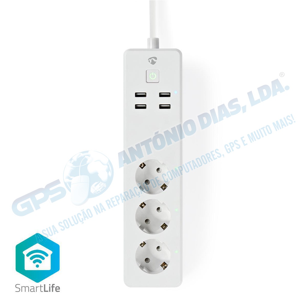 Régua Nedis 3xSchuko 4xUsb 16A 3680w - SmartLife