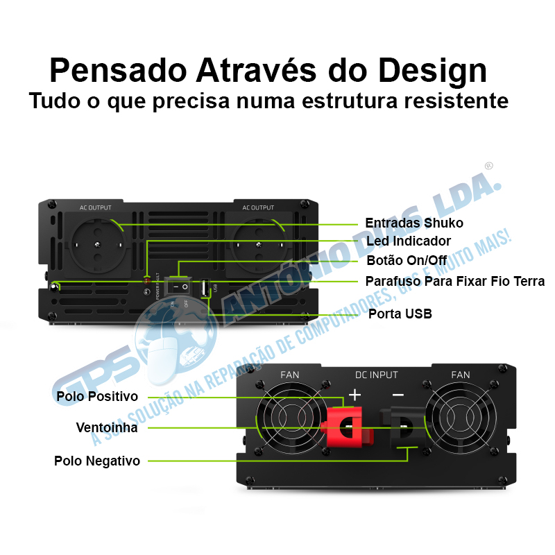 Conversor Green Cell 1500w/3000w 24v-230v - Onda Pura