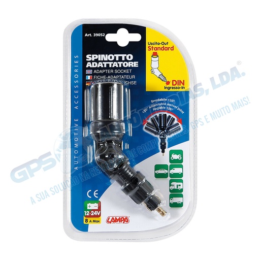 [LAMPAADAPTESQUEIRO120-12/24V-8A] Adaptador de Ficha Isqueiro 120º 12/24v 8A