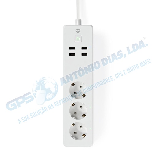 [NEDIS-WIFIP311FWT] Régua Nedis 3xSchuko 4xUsb 16A 3680w - SmartLife