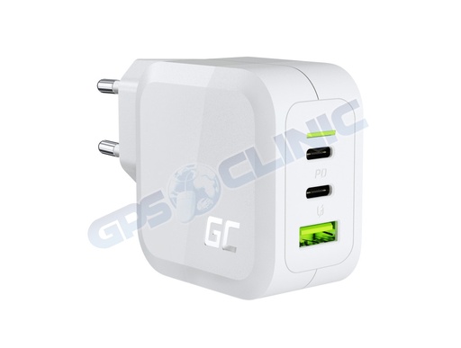 [GC-CHARGC08W] Adaptador GreenCell 65w (2x Usb-c 1x Usb-A)